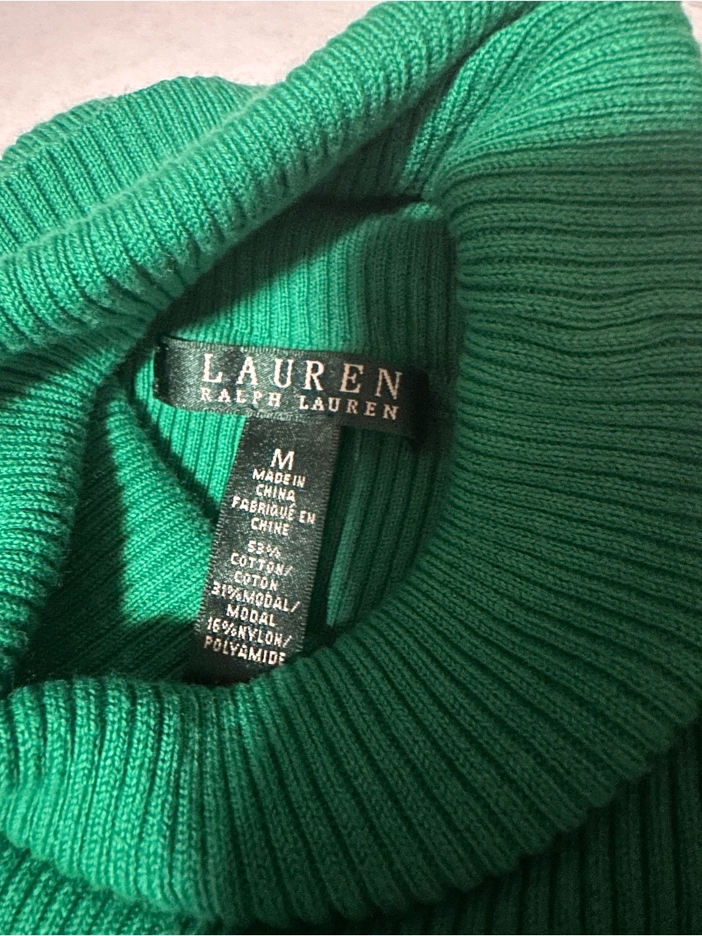 Ralph Lauren Emerald Green Ribbed Turtleneck Sweater - Picture 2 of 8